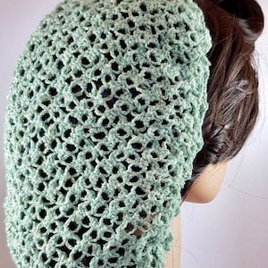 Seafoam and Metallic Gold Lover&#39;s Knot Hair Snood with Drawstring - 1940&#39;s