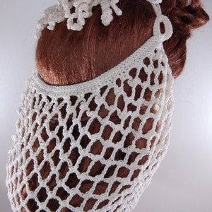 Ivory/Cream Cotton Half-Snood with Ties - 1940s Vintage Hair Styling