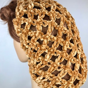CLEARANCE - Toffee Velvet Lover&#39;s Knot Hair Snood with Drawstring - 1940&#39;s