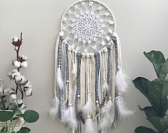 Dia 9.8 Length 27.5 Birthday Gift for Girls, AIXIANG 2Pack Extra Large Boho Dream Catcher White Gold Feather Dream Catcher Wall Decor Wedding Decoration