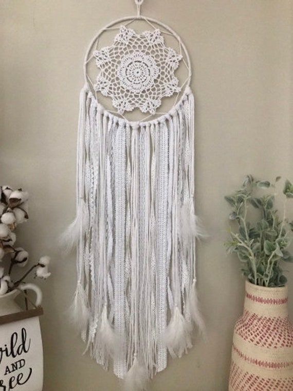 White Dream Catcher Hippie Room DecorCollege Dorm Room | Etsy