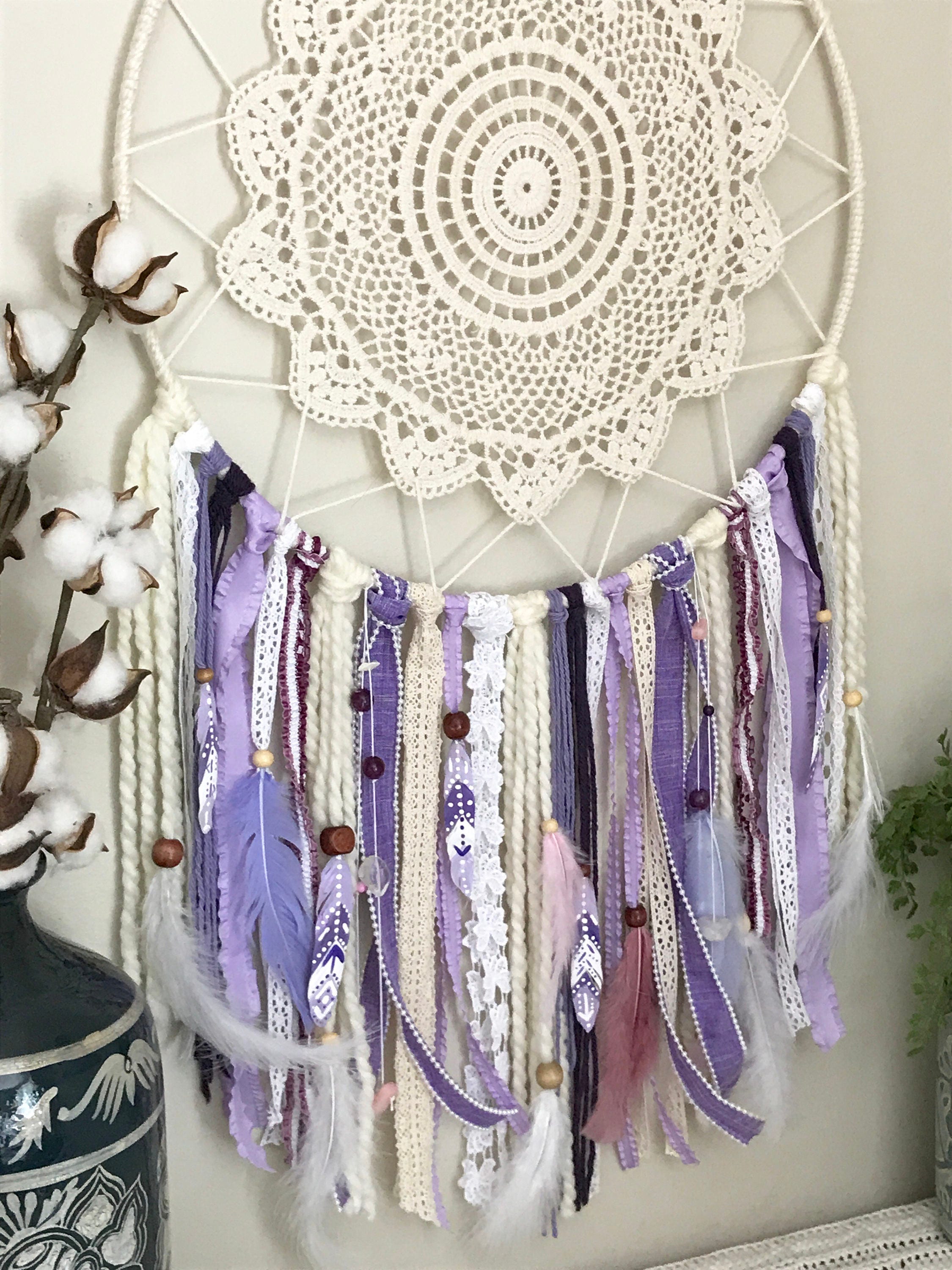Large Purple Dream Catcher Wall Hanging Boho Dorm Room Etsy