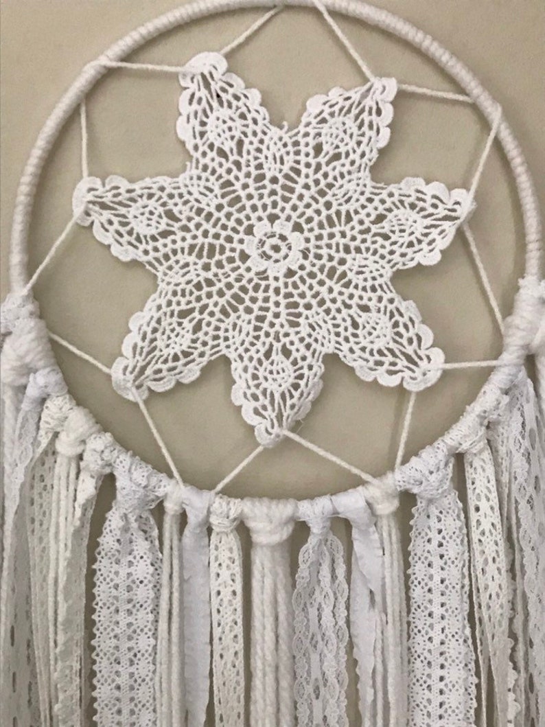 White Dream Catcher Boho White Dream Catcher Bohemian Home | Etsy