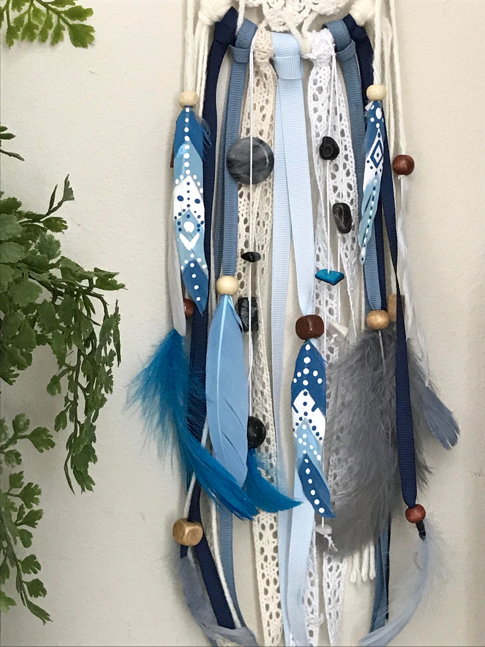 Blue Dream Catcher Nursery Decor Boy Nursery Dreamcatcher Etsy