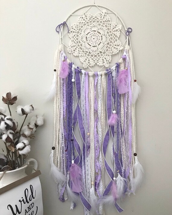 Large Purple Dream Catcher Dorm Room Decor College Dorm Wall Decor Boho Style Decor