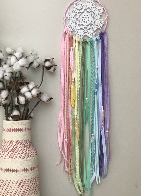 Pastel Rainbow Dream Catcher Rainbow Nursery Decor Girls Bedroom Decor Rainbow Baby Gift Rainbow Baby Gift Gift For Girls