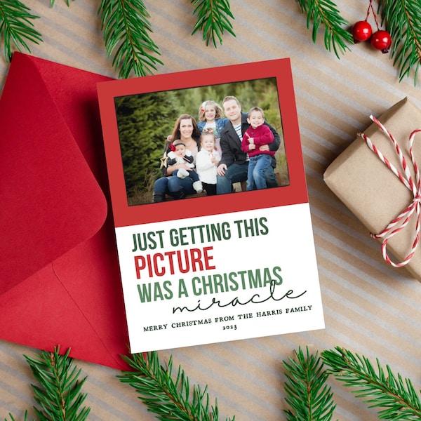 Christmas Editable Photo Card | Christmas Miracle Picture Holiday Card