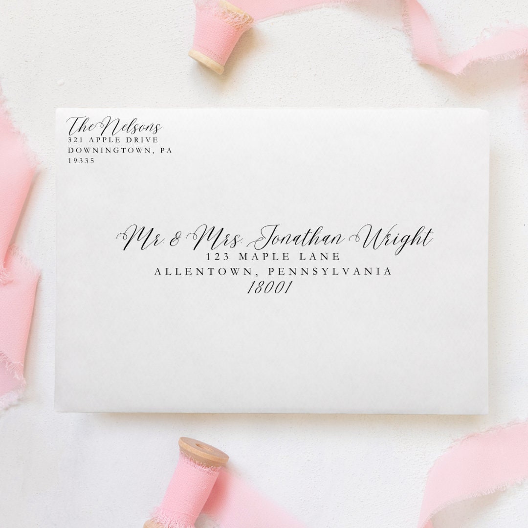 Contemporary Wedding Envelope Address Template | Handwritten ...