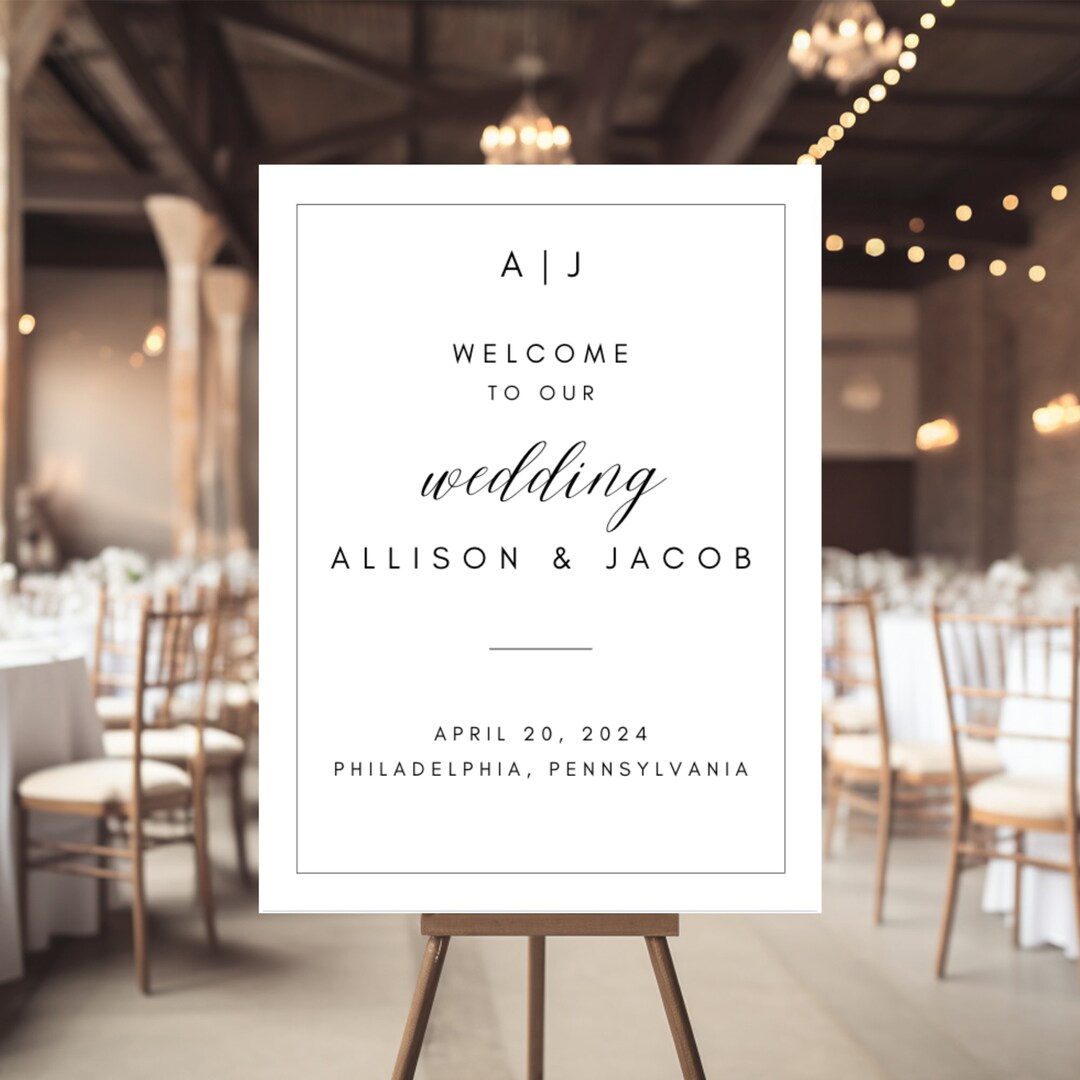 Modern Wedding Welcome Sign Template | Editable 18x24 (digital Download ...