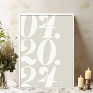 Personalized Wedding Date Print | Anniversary Birthday Wedding Engagement Date Printable | Custom Bold Modern Number Date Print 8x10