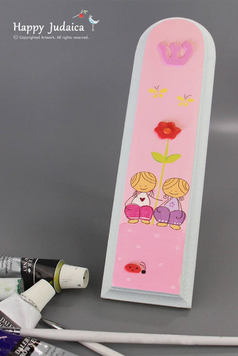 Kids Mezuzah Pink and White Girl Mezuzah for a New Jewish Baby Etsy