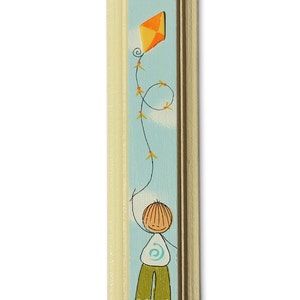 Children's Mezuzah Kids Mezuzah Case Boys room Mezuzah Hand painted nursery Mezuzah case A boy flying a kite theme image 2