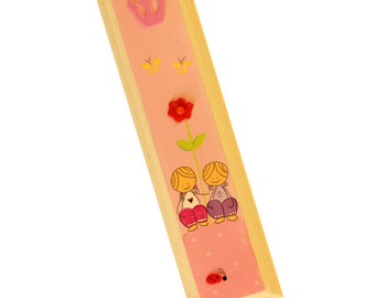 Kids Mezuzah Case - Pink Mezuzah Case - Girls room Mezuzah - Jewish Baby Gift - Jewish girl mezuzah case