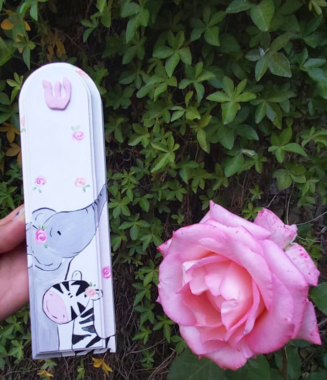 White Mezuzah Custom Mezuzah for Girls Roses Theme Baby Gift Baby