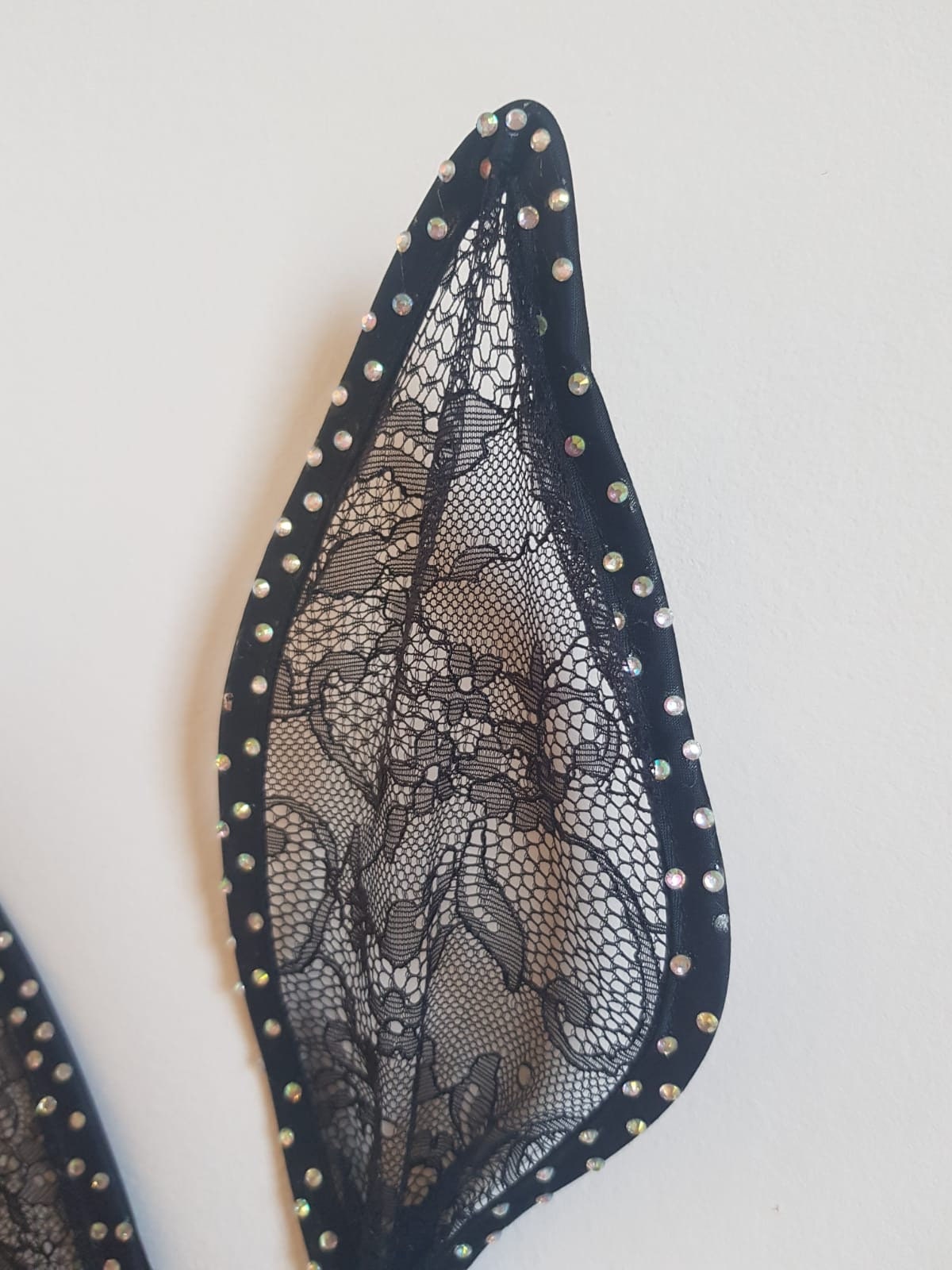 Rhinestone Bunny Ears Headband in Black Lace With Veil - Etsy