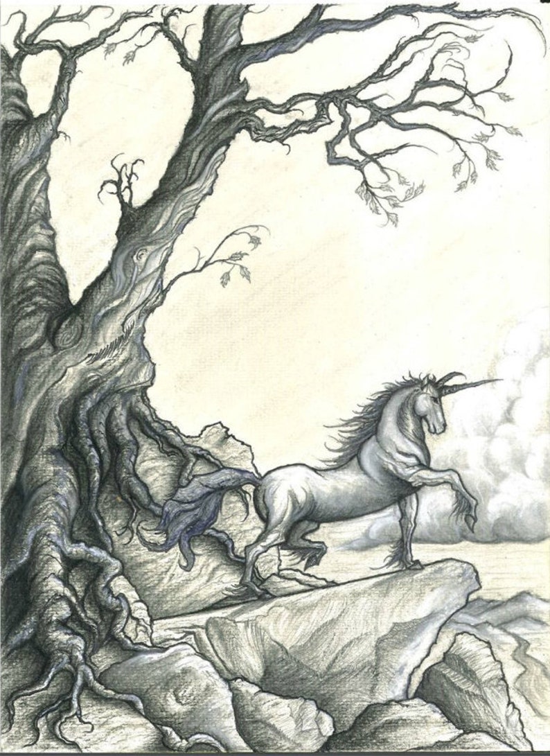 Dark Beautiful Hyper Realism Mysterious Fairytale Unicorn Etsy