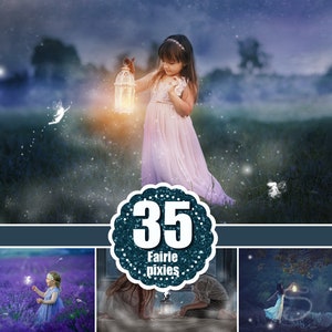 35 fairy pixie photo overlays, fairy dust, fairy tail, fairy wings, light effects, pixie dust, princess, Photoshop Mix overlay, png file