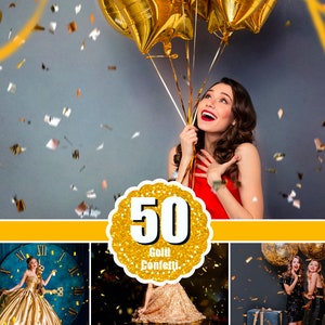50 goud blazende glitter confetti Photoshop Mix overlays, bokeh klap, magische overlay, stofeffect, trouwfoto, goud, png-bestand