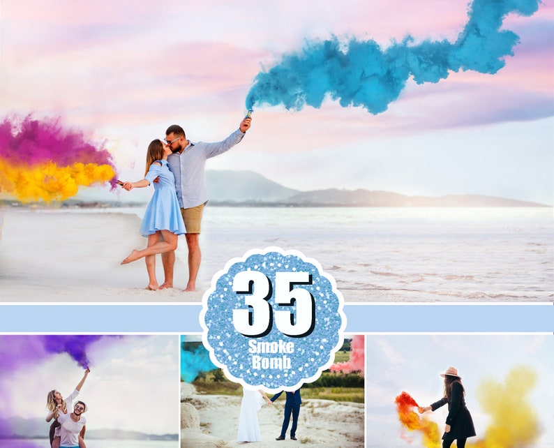 35 Smoke Bomb Overlays, Colorful Smoke fog, photo overlays, Photoshop Mix overlay, clip art, realistic, real, magic, colorscape, png