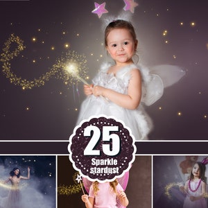 25 Magic shine fairy effects, Photoshop overlays, sparkle stardust, fairy dust, digital backdrop, golden glitter, light effect, jpg