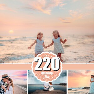 220 Beautiful amazing photo overlay, Colorful real beach nature skies sky clouds overlay, Photoshop overlay, Digital backdrop background sky