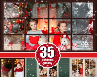 35 Christmas New Year Window Set, Frame Overlays, Photoshop Mix, snowflakes, frost, freeze, Ice Crystals, texture, snow, winter, png