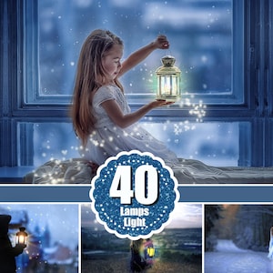 40 Light overlays, kerosene lamp, candle lamps, sunburst, magic fairy fantasy light lighting effects, Photoshop Mix Overlay, png