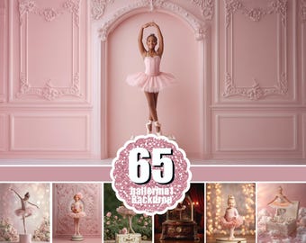 Ballerina digital background, Pink ballerina studio digital backdrop, Girl children digital composition, Music Box. Stage, Ballet, Nature