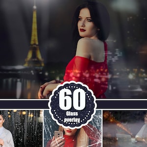 60 Realistic Glass Photoshop Overlays, broken glass, shooting through window, rain reflect, Water Drops, Light Effect, city bokh, png