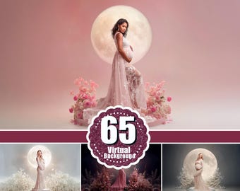 65 Moon flower podium background. Floral digital maternity backdrop. Moon Belle Set. Studio photography. Fine art overlays. Texture, jpg