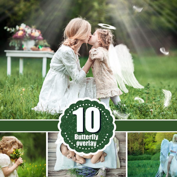 10 Angel butterfly magic fairy wings Photo Overlays, Photoshop Mix Overlay, White Angel Wings, Wedding, Newborn baby photoshoot effect png