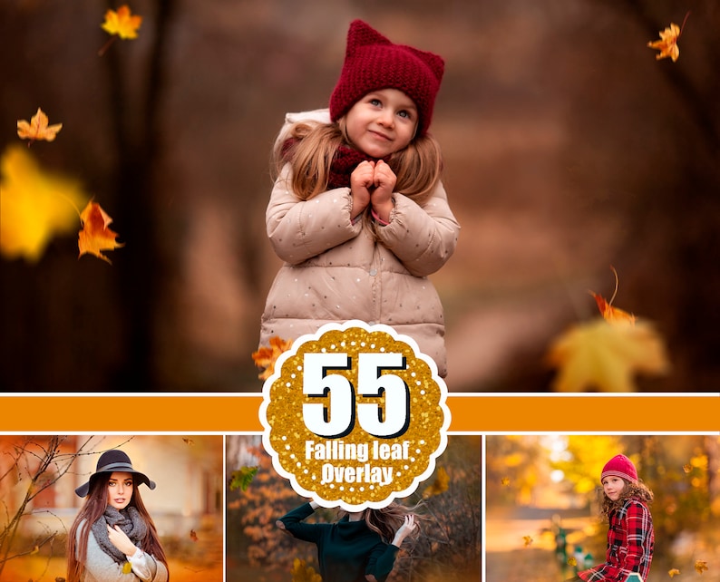 55 falling leaves  Overlays, Photoshop Mix Overlays, Photo Prop, Autumn texture, fall leaves, realistic, natural look, png file