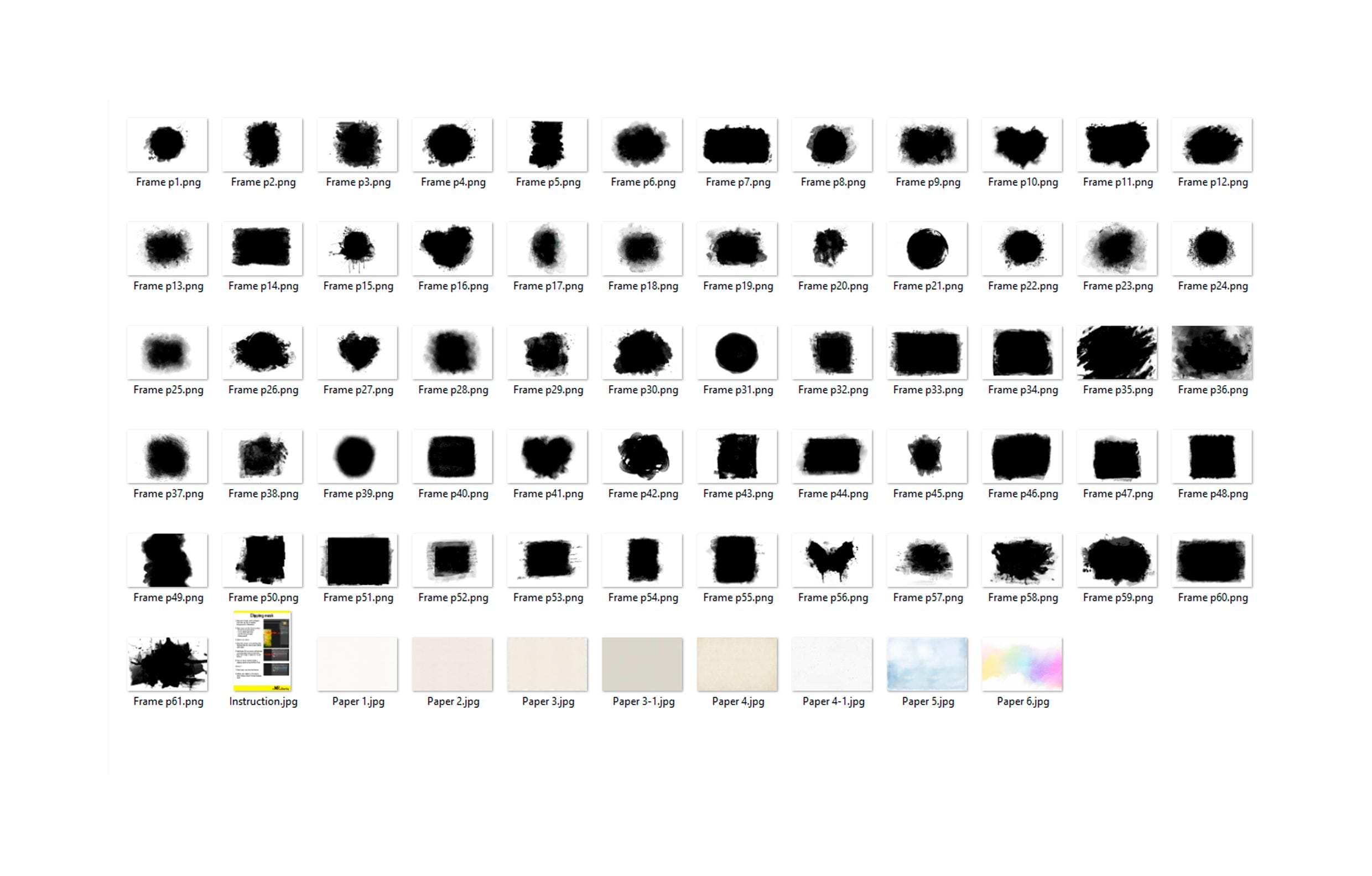 60 Watercolor Paint Masks, Portrait Photo Frame, Photoshop Overlay ...