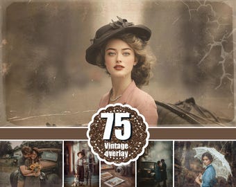 70 Retro overlays, Retro grunge dust scratches texture, Vintage photo overlay, Old photo effect, Clipart vintage, Photoshop overlay, png