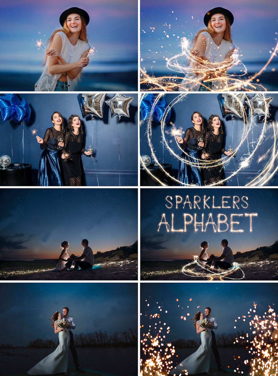 90 Sparklers alphabet Photoshop overlays long exposure image 1