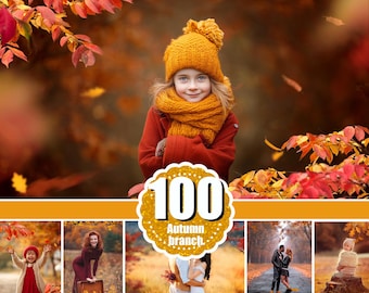 100 Autumn branch png, Autumn Photoshop overlays, Realistic fall leaves, Maternity backdrops