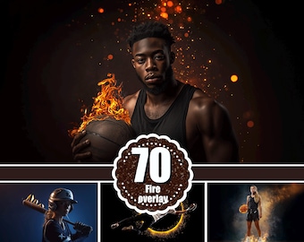 70 superposiciones de fotos de fuego, superposiciones de llamas, chispas y humo, superposiciones de Photoshop, efecto de fuego realista, fondo deportivo para personas mayores (jpg)