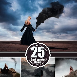 25 Dark Smoke bomb overlay, Photoshop smoke Bombs, black color smoke overlays, realistic overlays, fog mist overlays, png