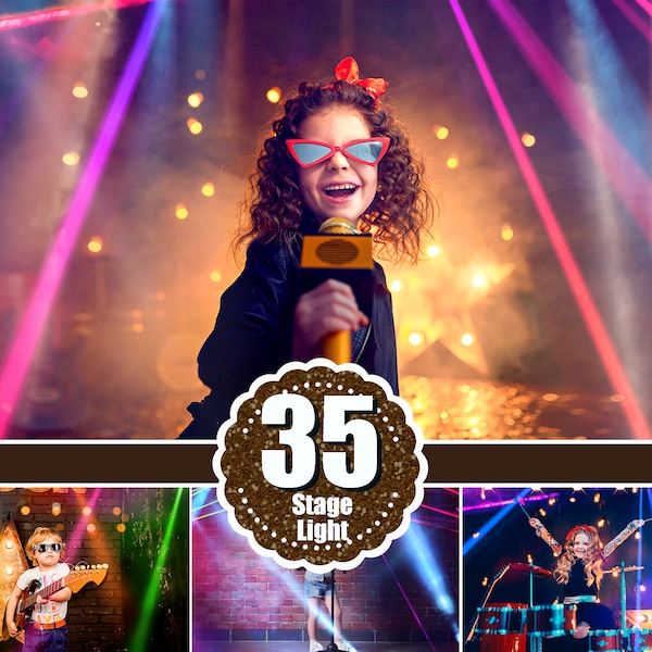 35 Stück Bühne Lichter Overlay, Spot Laser Neon Disko Mode Konzert Party Lichtstrahl Festlicht Strahlen Overlay, Glanzeffekt, Nebel Rauch, Photoshop jpg