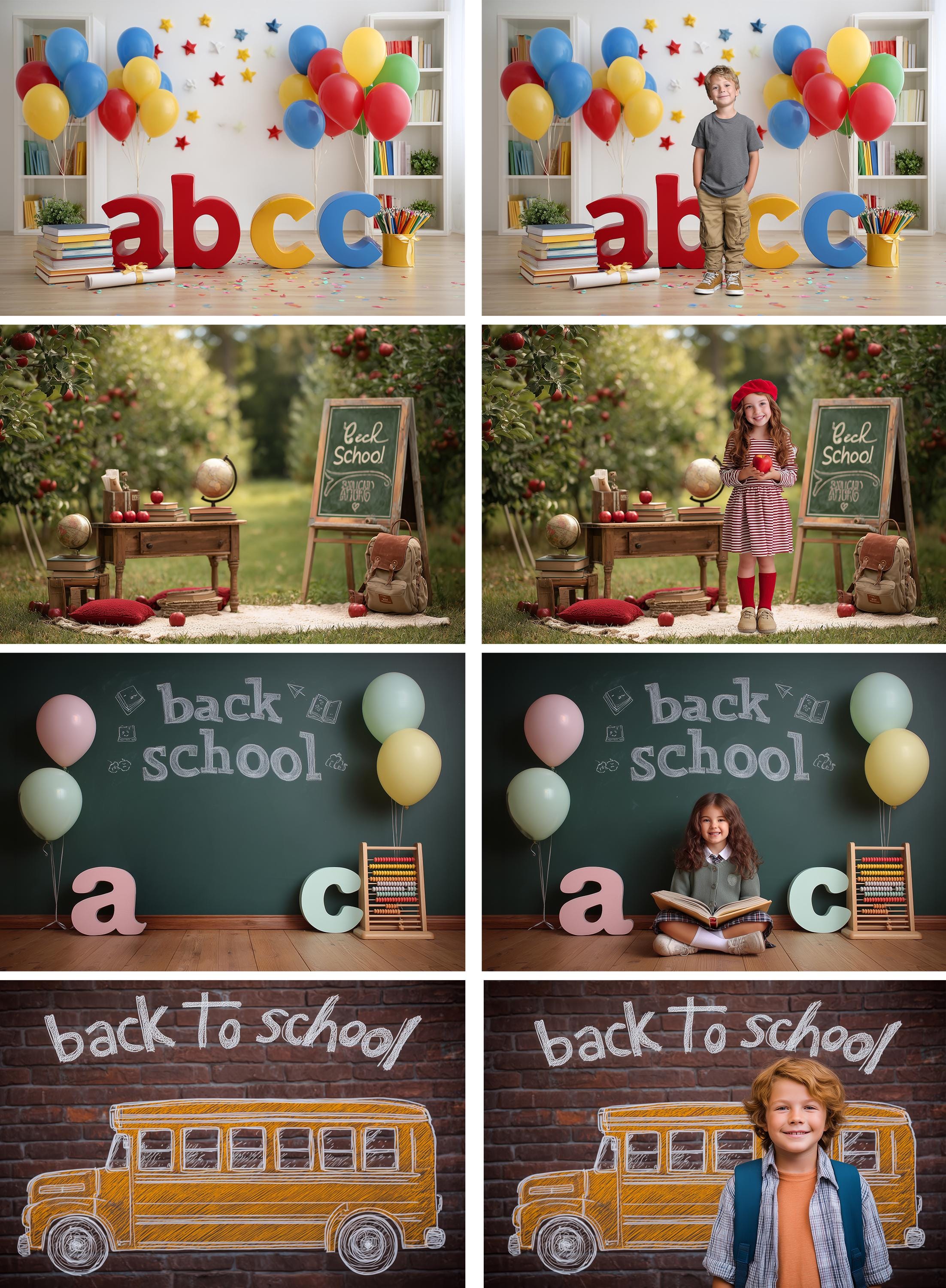65 Back to School Digital Backdrops. Children Child Kids Portrait ...