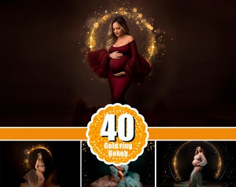35 Golden light ring maternity overlays, Maternity circle overlay, Bokeh overlay, Shine fairy effects, Photoshop overlay, Portret backdrop