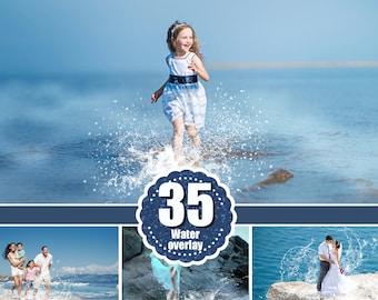 35 water splash photo Overlays, Photoshop Overlay, Photography Overlays, sea summer river ocean overlays, splatter overlay, png