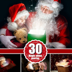 30 magic shine box, Christmas present, Photoshop Mix Overlays, Fantasy New Year Photo overlays, sparkles of light magic effect, png