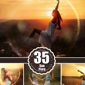 35 Sun flare, Sunlight, Photoshop overlays, sunbeams, natural sun, photo effects, Haze Overlay, wedding, bokeh, rays, jpg