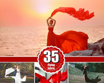 35 Flying fabric dress Photo Overlays, Photoshop Overlay, flowing cloth, flying silk satin, wedding, Overlay Extensions png file