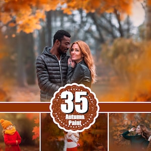 35 Autumn Painted Photo Overlays, Photoshop Art Frames, Autumn Overlays, Falling Leaves Photo Effect, Leaves Texture, png file