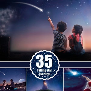 35 Falling star Photoshop overlay, Night sky, starlight, milky way, galaxy, space overlays, natural sky, cloud skies, magic, png