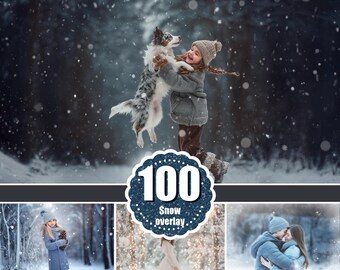 100% realistische Schnee-Overlays, realistischer Schneefilter, Photoshop-Overlays, digitale Schneehintergründe, Winterfotos, Weihnachtsfotos mit fallendem Schnee (PNG)