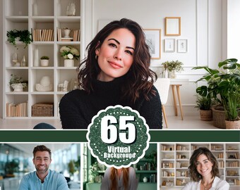 65 Modern blurred office virtual backgrounds bundle: Zoom, Skype, Teams. Digital backdrop for Resume.  Business Headshot  Portrait Photo jpg