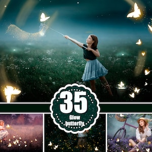 35 Glowing butterfly magic Photo Overlays, Photography Overlay, Photography Photo Prop, Flying butterfly, png file